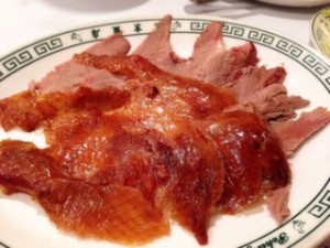 Peking duck after table side carving.