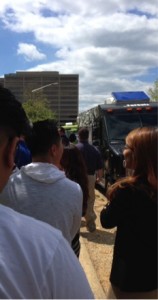 Waiting in line for 30 minutes.