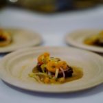 Spicy sliced pork with apple puree